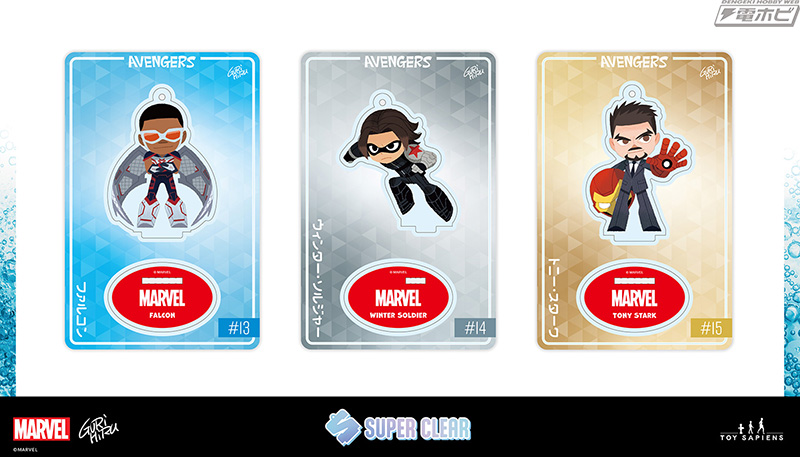 グリヒル」アートのマーベルキャラがカード、フィギュア、キーチェーン