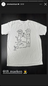 大谷翔平が前田健太のサイン入り“マエケン画伯Tシャツ”公開「To