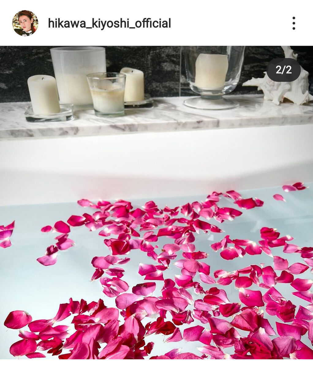 氷川きよし、自宅で朝から優雅にバラ風呂…「わぁ！きれい