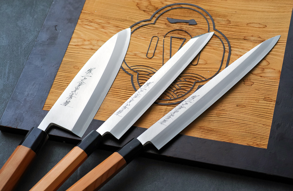 堺一文字光秀 白銀 霞研 ふぐ引き包丁 鞘付き