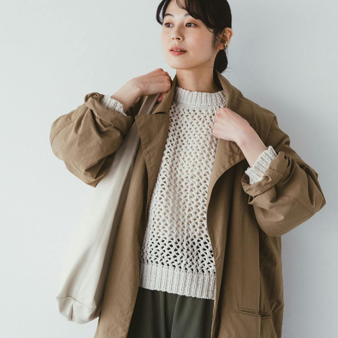 LIYOCA / リヨカ / メッシュ編みニット（グレージュ、スミクロ