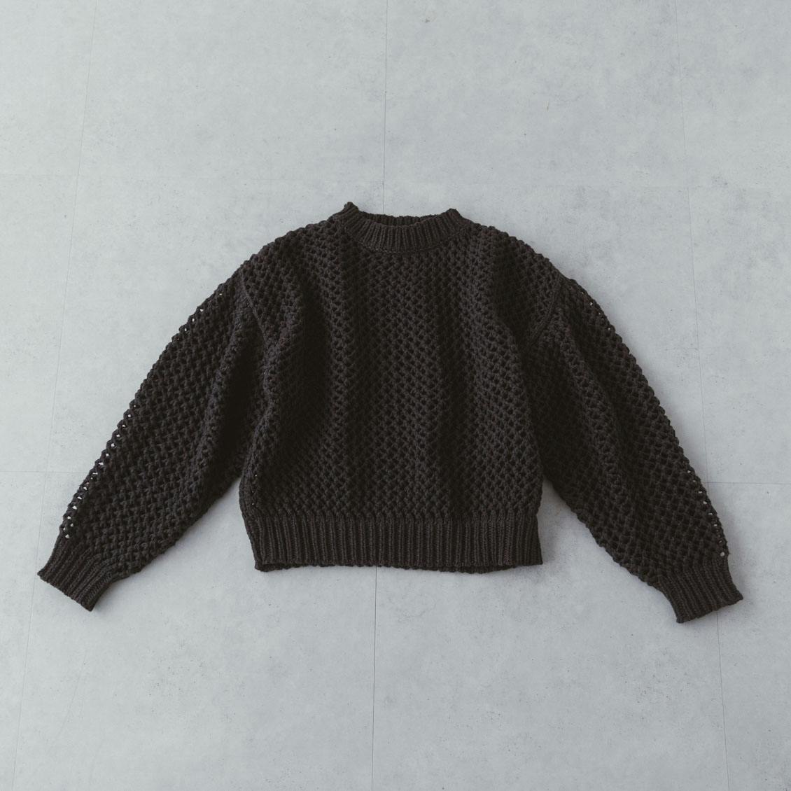 LIYOCA / リヨカ / メッシュ編みニット（グレージュ、スミクロ