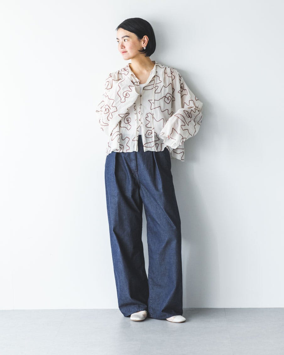 TICCA / ティッカ / タックワイドデニム（ブルー・ライトブルー