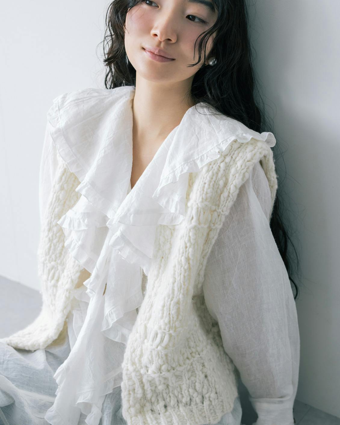 ワードローブを新鮮に」ウール混のチャンキーニットベスト - 北欧