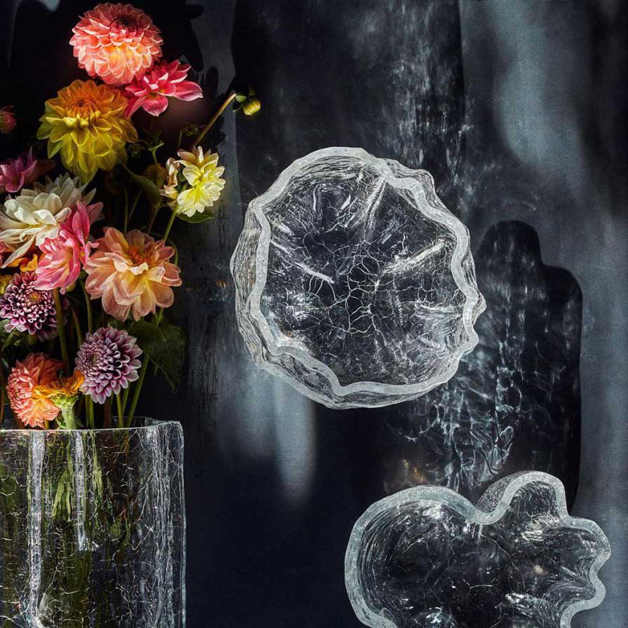 KOSTA BODA コスタボダ CRACKLE フラワーベース ( M / クリア )｜北欧雑貨