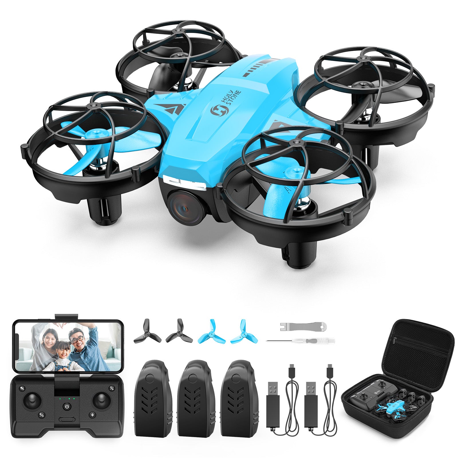 Holy Stone ドローン 100g未満 小型 こども向け バッテリー3個 1080P