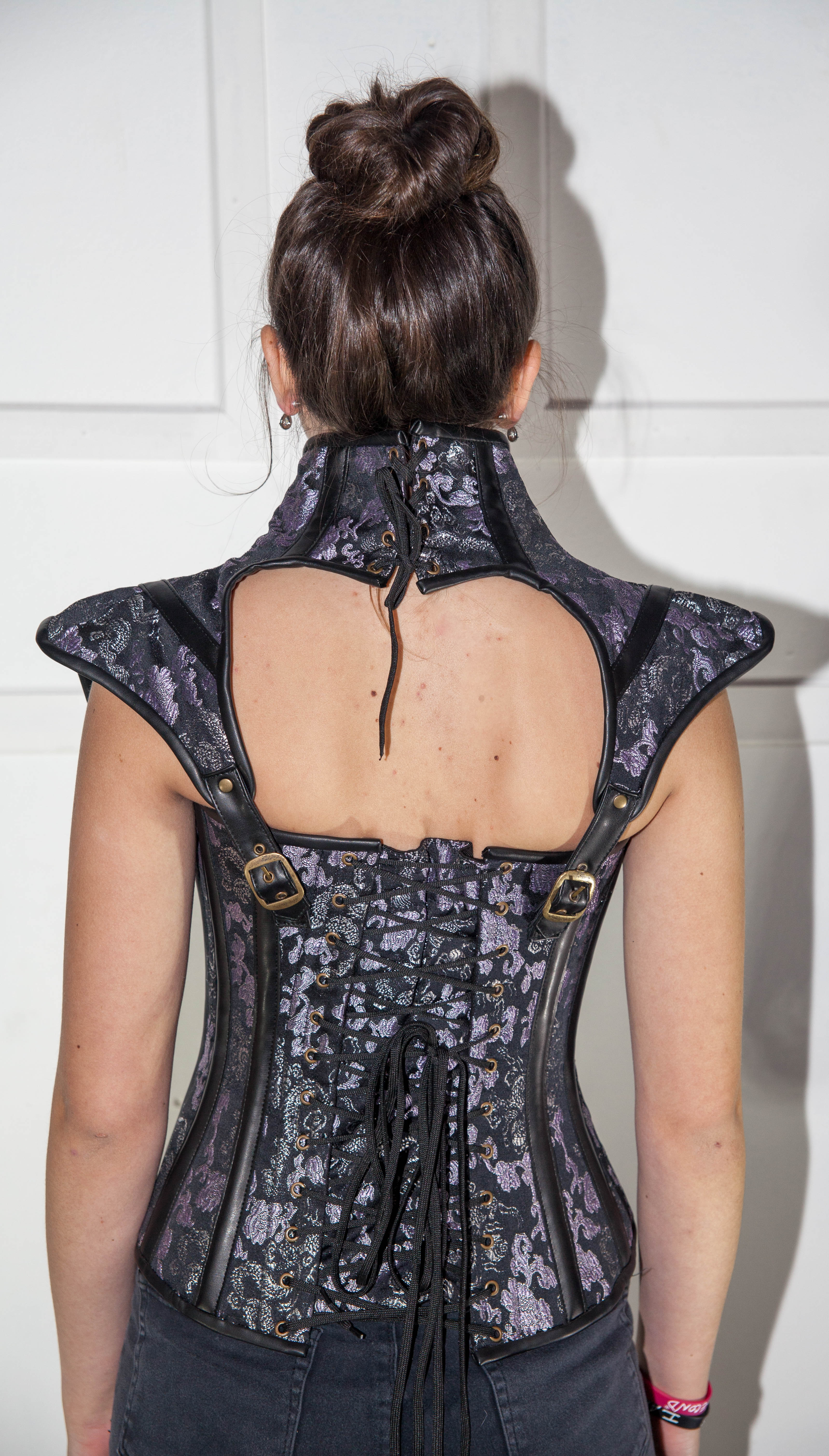 Corset - Purple Brocade with Shoulder Neck – Hollywood Costumes