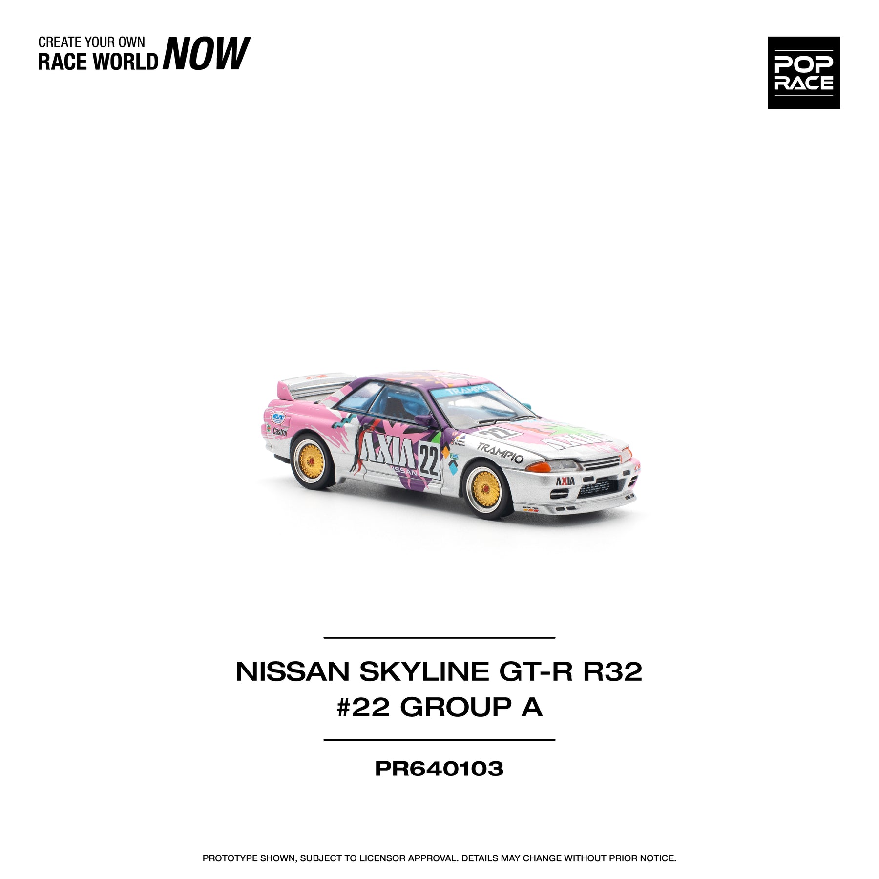 POPRACE 1:64 NISSAN SKYLINE GT-R R32 #22 AXIA GROUP A PR640103