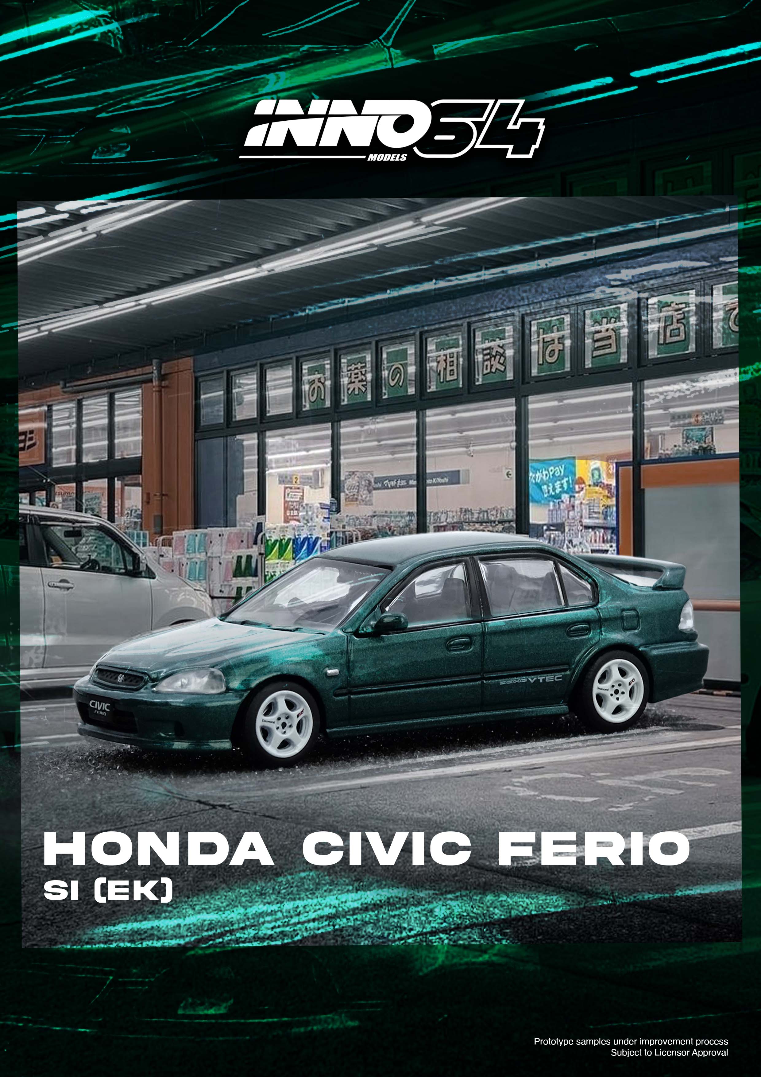 Preorder] Inno64 1:64 HONDA CIVIC Ferio Si (EK) Green IN64-EKS