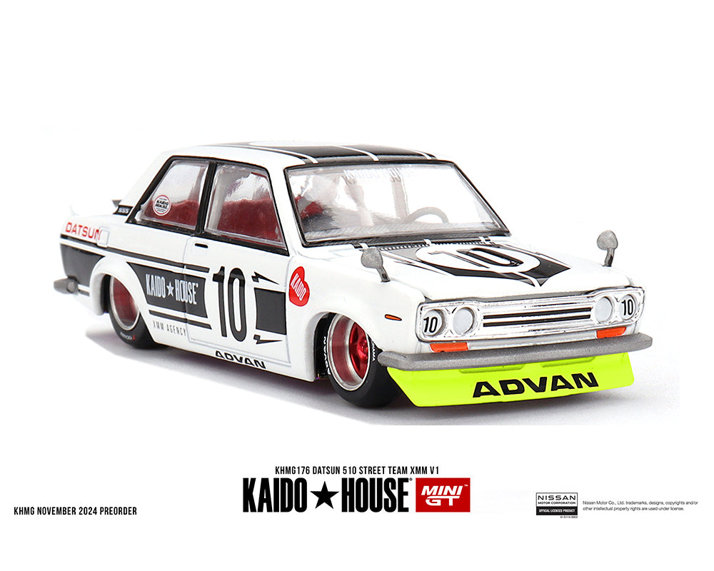 Kaido House x Mini GT 1:64 Datsun 510 Street Team XMM V1 - White