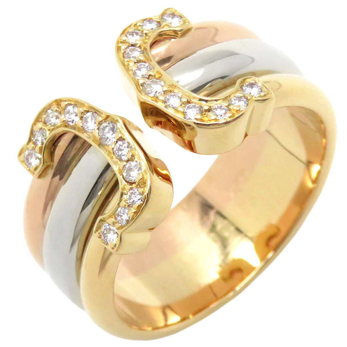 カルティエ Cartier 2Cリング ダイヤ イエローゴールドXピンクゴールド