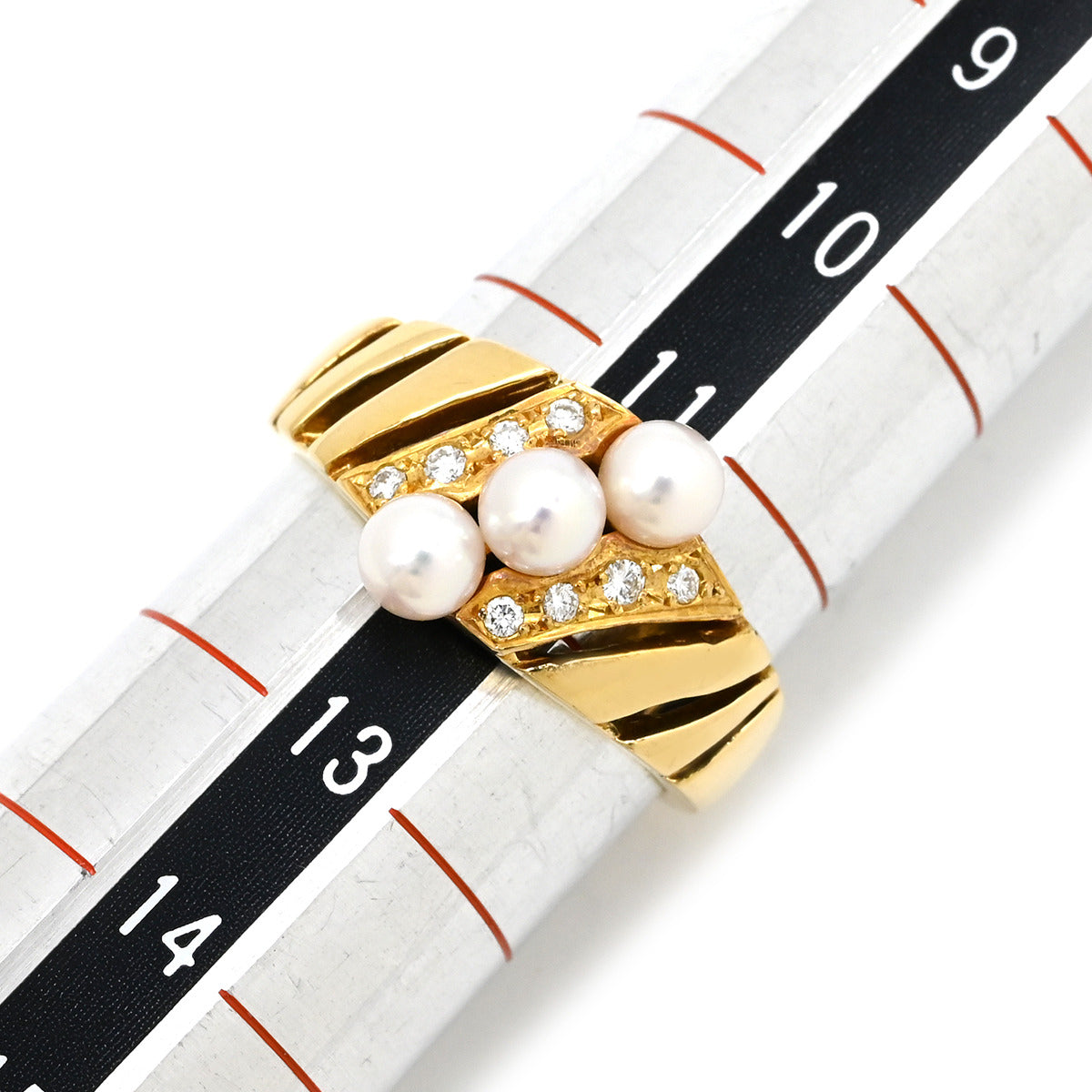 ミキモト MIKIMOTO パール ダイヤ パールホワイト×イエローゴールド