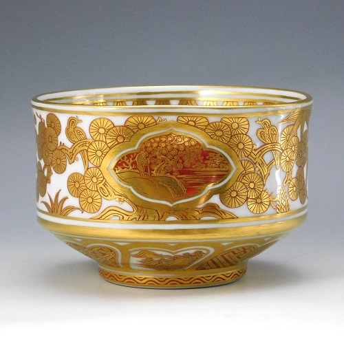 五代 真葛香斎 白磁金襴手端反 茶碗 | いとう鳳凰堂古美術店