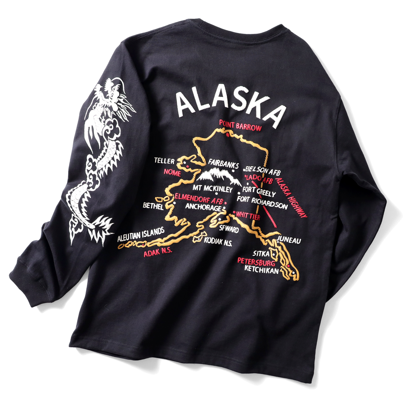 スカジャン柄を発泡プリントで表現したヘビーウェイトの『長袖Tシャツ