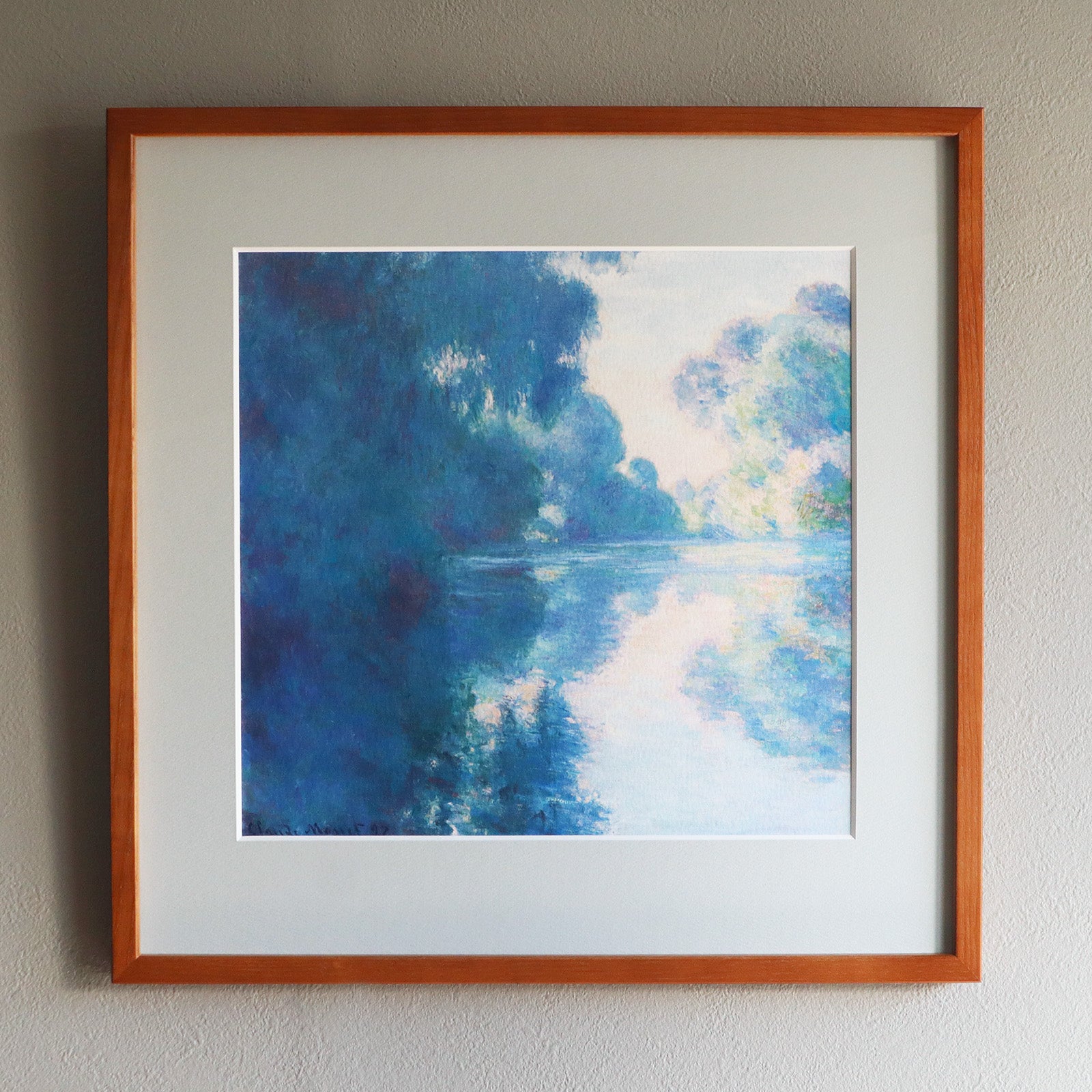 クロード・モネ 「セーヌ川の朝」アートポスター（フレーム付き