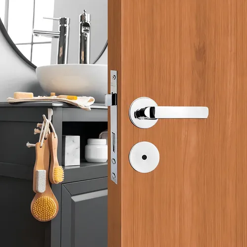 Fechadura Fit 40mm Papaiz Banheiro Cromada Roseta Maçaneta