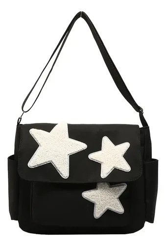 Y2k-inspired Lightweight Messenger Bag With Star Accents