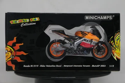 Miniatura Motogp Honda Rc211v Valentino Rossi 1/12 Gp 2003 Laranja