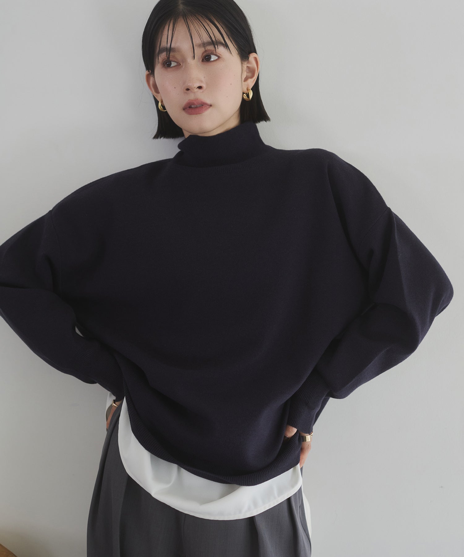 静電気防止】やわもちヤーン タートルドルマンニット