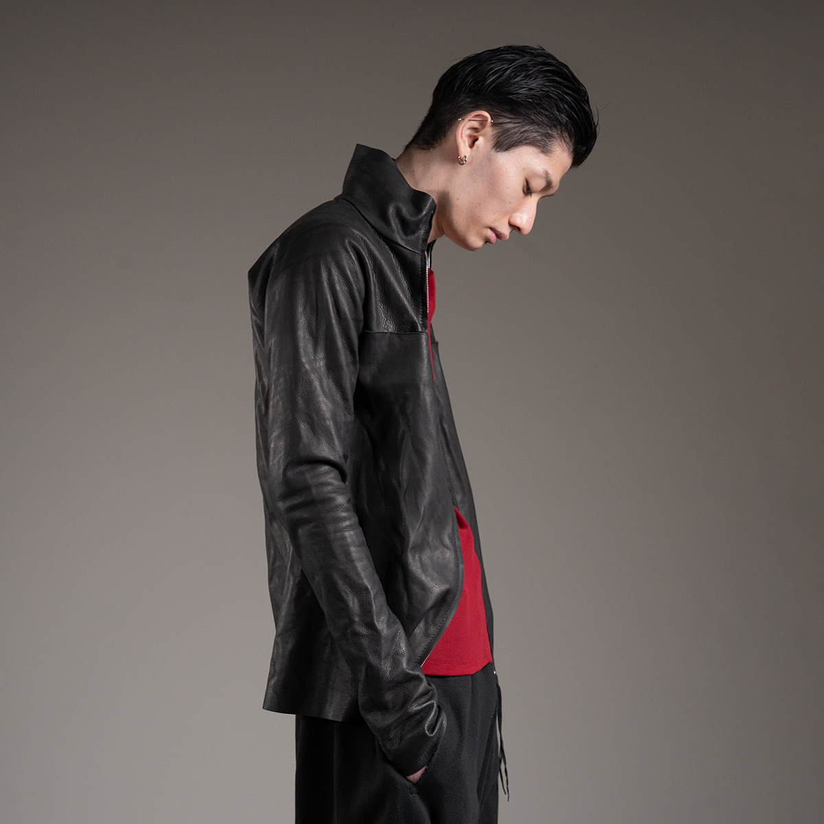 m.a+ ジップ トールカラー レザーシャツ | HUES 福岡セレクトショップ