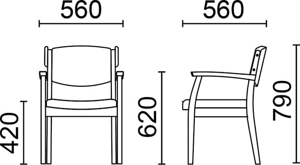 1914 アームチェア（荷物引掛付）｜ナゼロの木製椅子