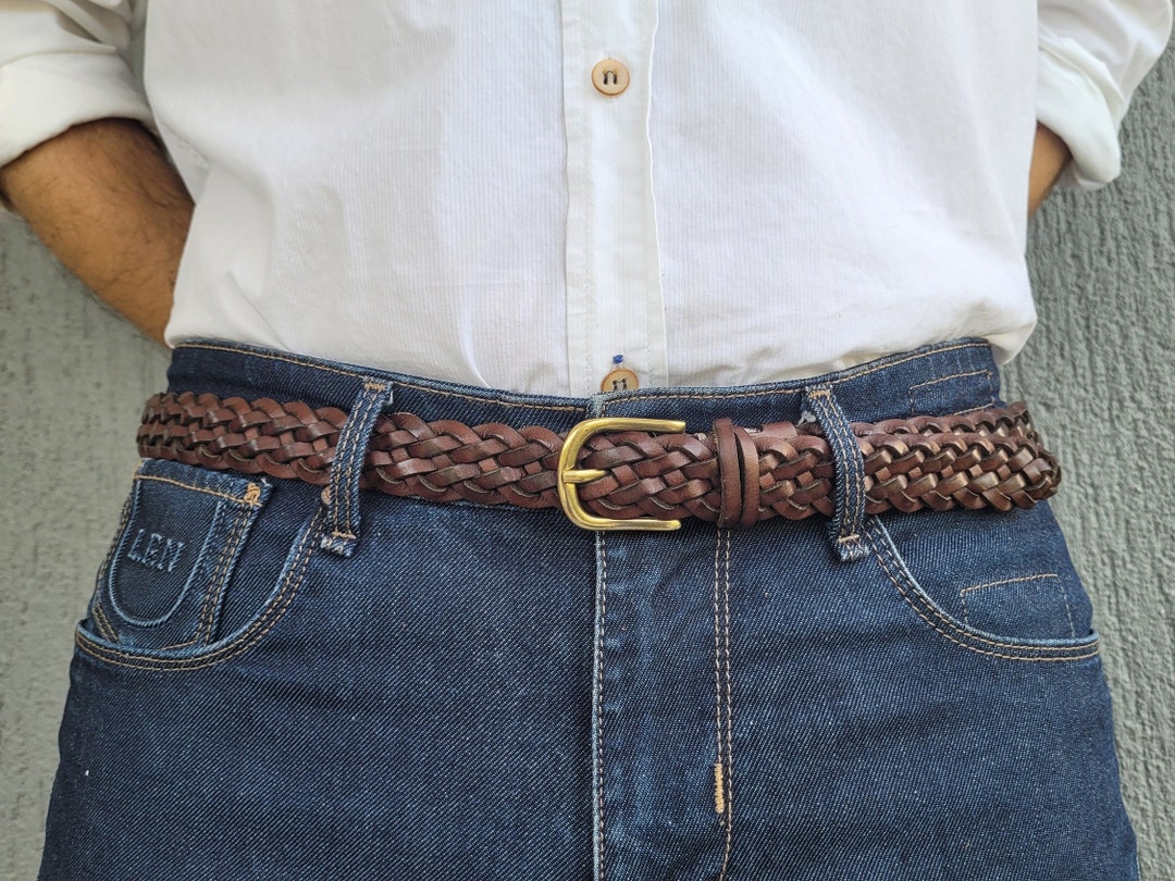 Leather Skinny Braid Belt, Unisex Braided Belt, Christmast and