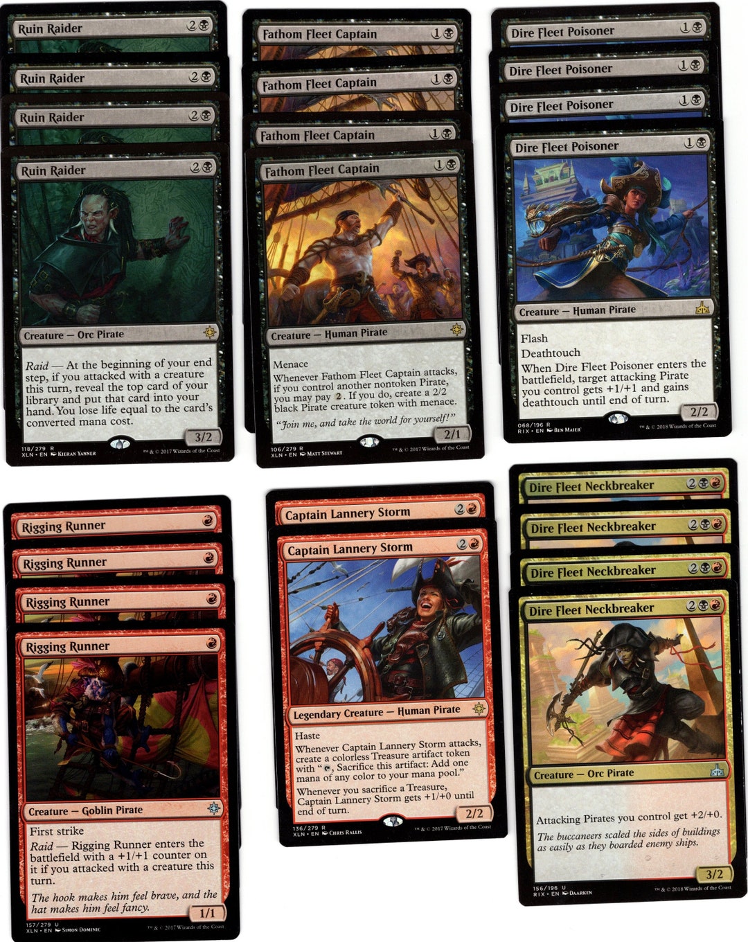 Red Black Pirates - Ready to Play 60 Card Deck - Fun - Magic MTG