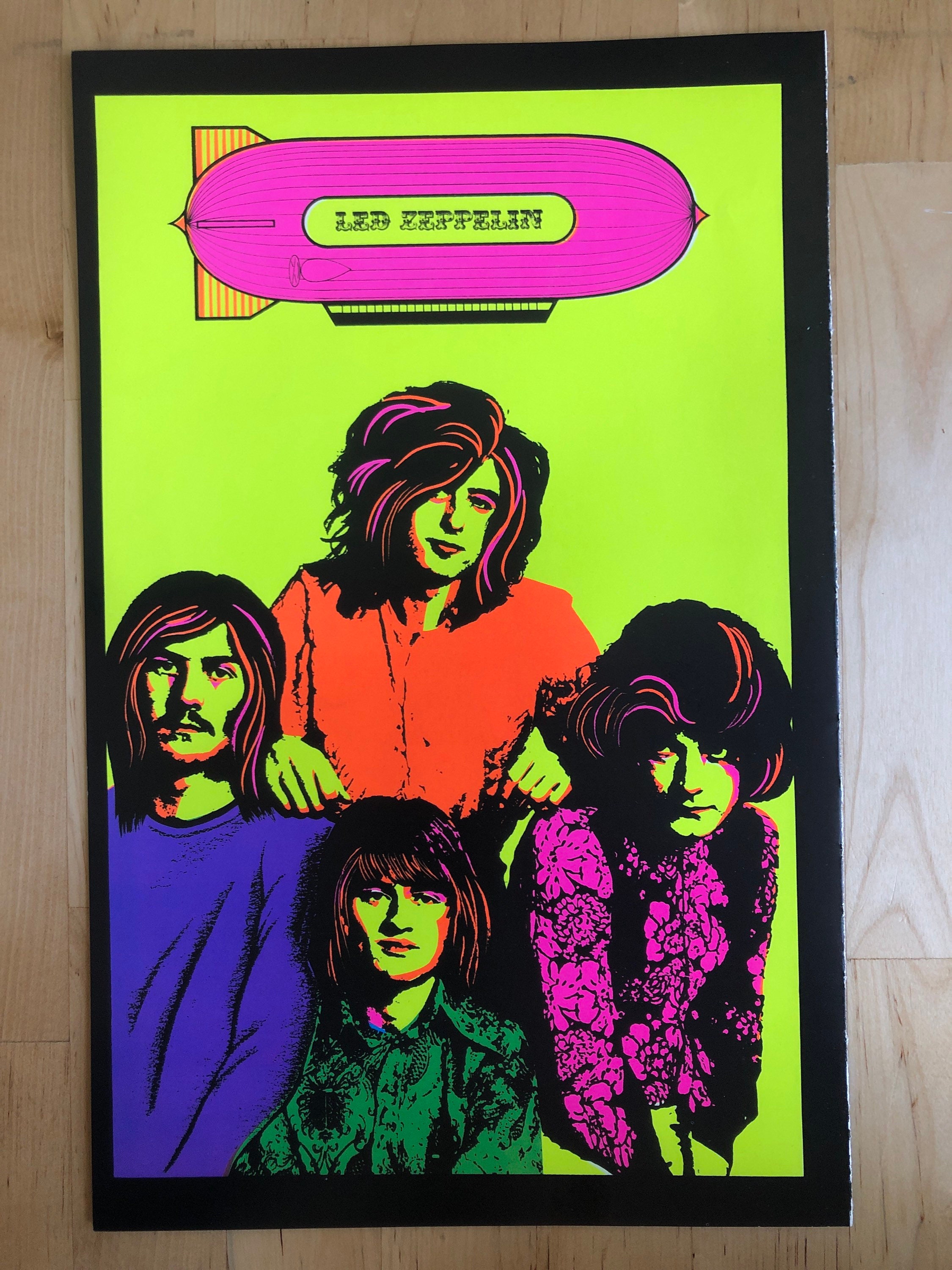 Led Zeppelin Blacklight Poster Pin-up Print Double Sided UV