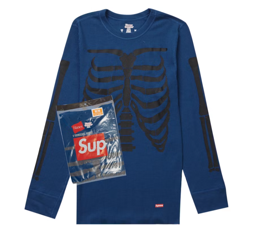 Supreme x Hanes Bones Thermal Crew Blue (1 Pack) FW24 - IN HAND | eBay