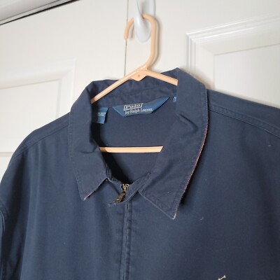 Polo Ralph Lauren Jacket Coat Navy Blue XXL Full Zip Cotton 2XL