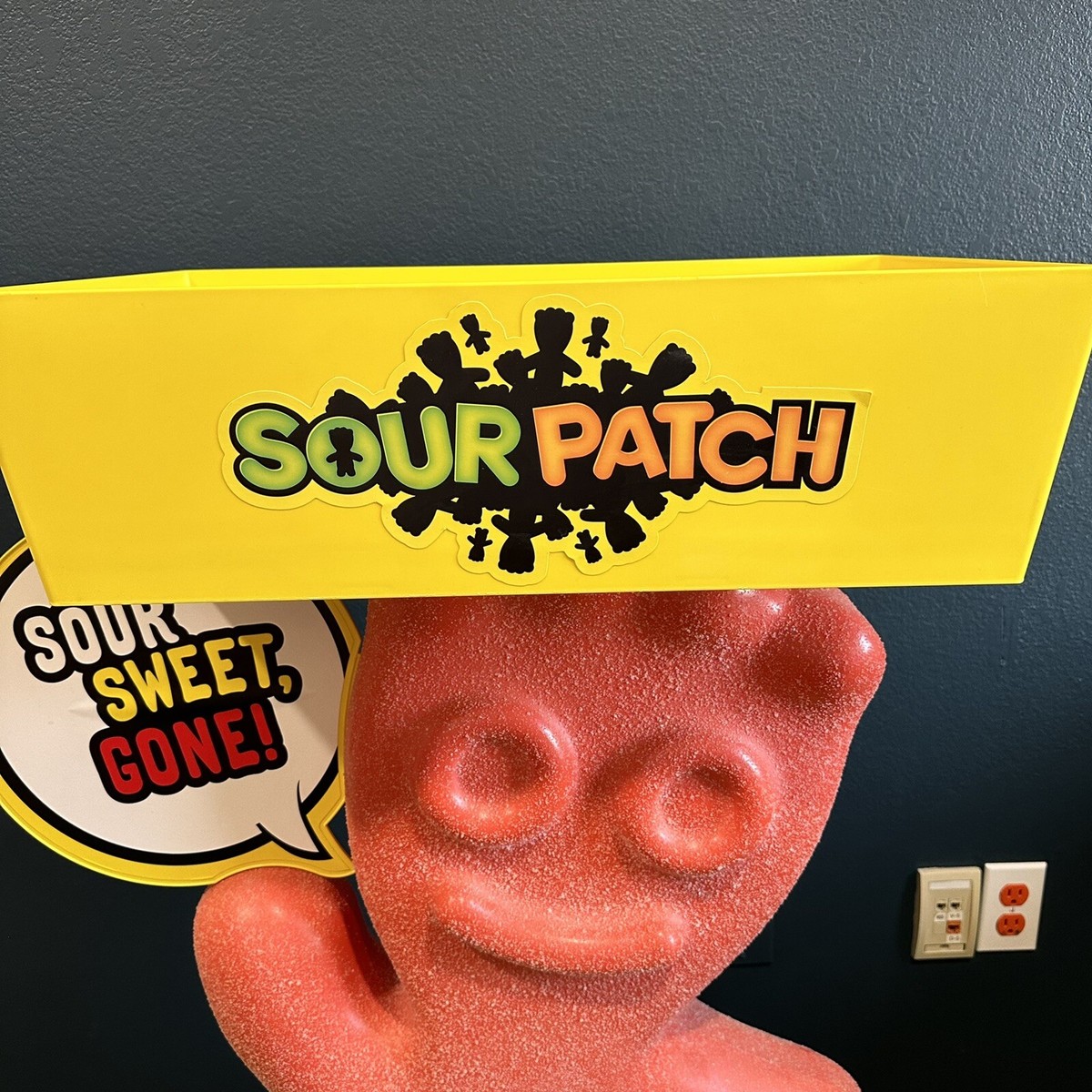 Red Sour Patch Kids Sign Character Plastic Rolling Store Display