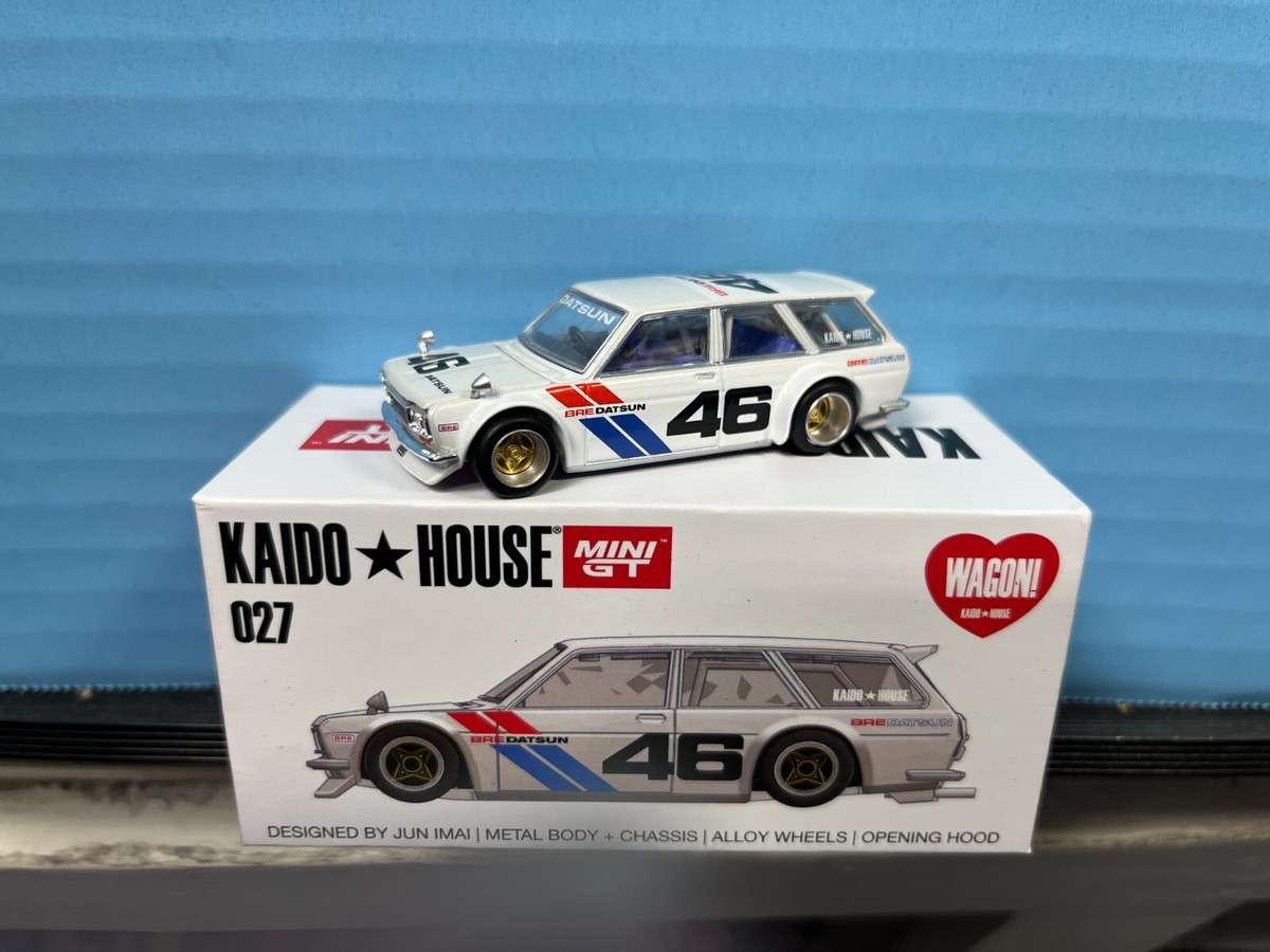 1/64 MINI GT KAIDO HOUSE #27 BRE V2 #46 DATSUN 510 WAGON WHITE