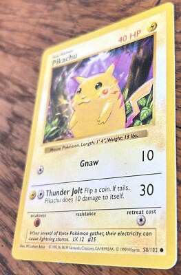 1999 Pokemon Base Set Shadowless Red Cheeks Pikachu 58/102 - LP | eBay