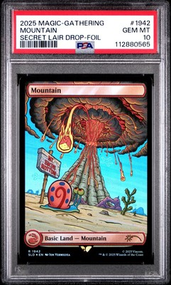 2025 MTG SECRET LAIR X SPONGEBOB SQUAREPANTS MOUNTAIN FOIL PSA 10