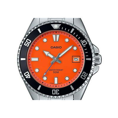 Casio Standard Analog Stainless Steel Orange Dial Quartz MDV-10D