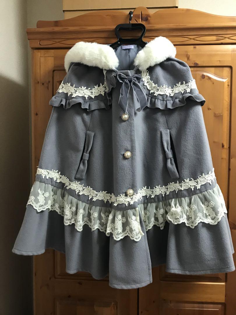 axes femme kawaii rose ruffle cape coat light blue | eBay