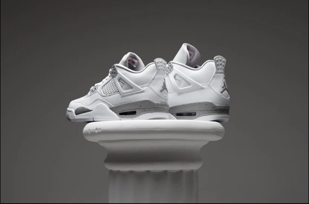 Nike Air Jordan 4 Retro White Tech Cement Oreo Women Size 8, GS