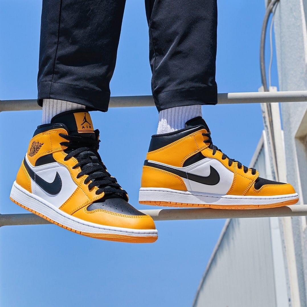 Air Jordan 1 Mid “Taxi” Black Toe Yellow Pollen - Men's Size 10 | eBay
