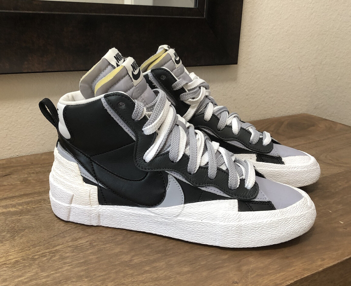 New Nike Sacai Blazer Mid black / grey / white men's 7.5 BV0072