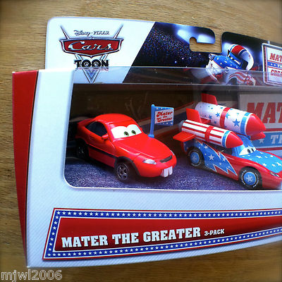 Disney PIXAR Cars TOON MATER THE GREATER 3-pack DAREDEVIL MCQUEEN