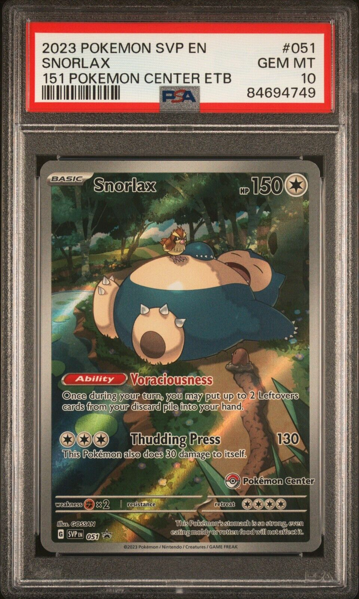 PSA 10 GEM MINT Snorlax Pokemon Center ETB Stamp SVP 051 Pokemon