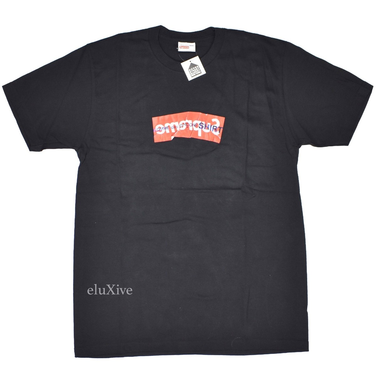 NWT Supreme x Comme des Garcons CDG Black Red Box Logo T-Shirt L