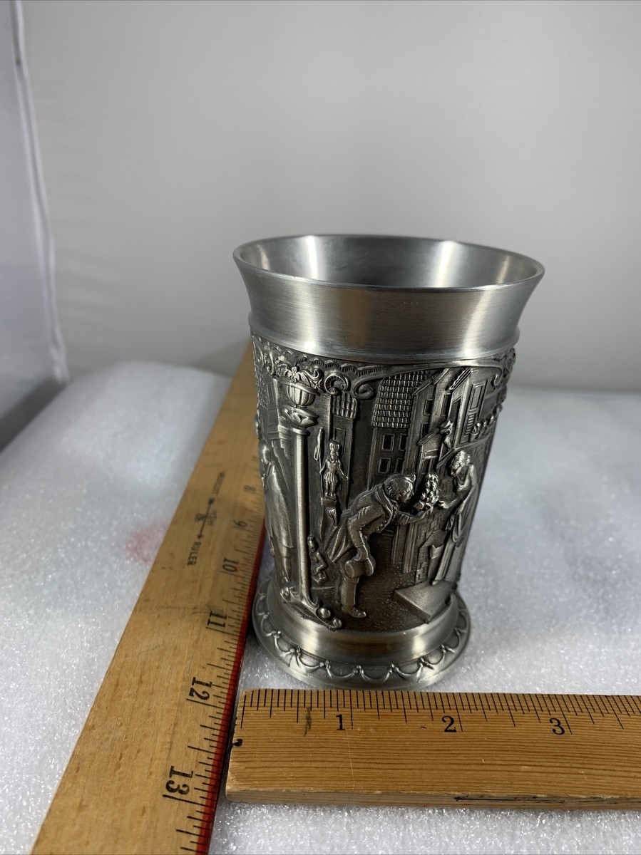 Rein Zinn Etain Pur 95% Pewter Cup Goblet Ornate Village Scene 4.5