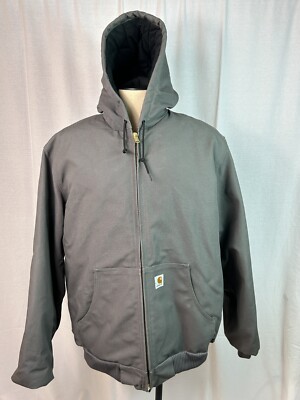NEW Carhartt Men's Light Gray Zip-Up Hooded Jacket Model J140-GVL