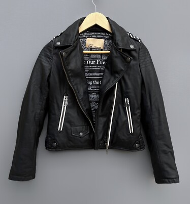 Rare JOHN GALLIANO Lamb Leather Newspaper Biker Jacket Black Size