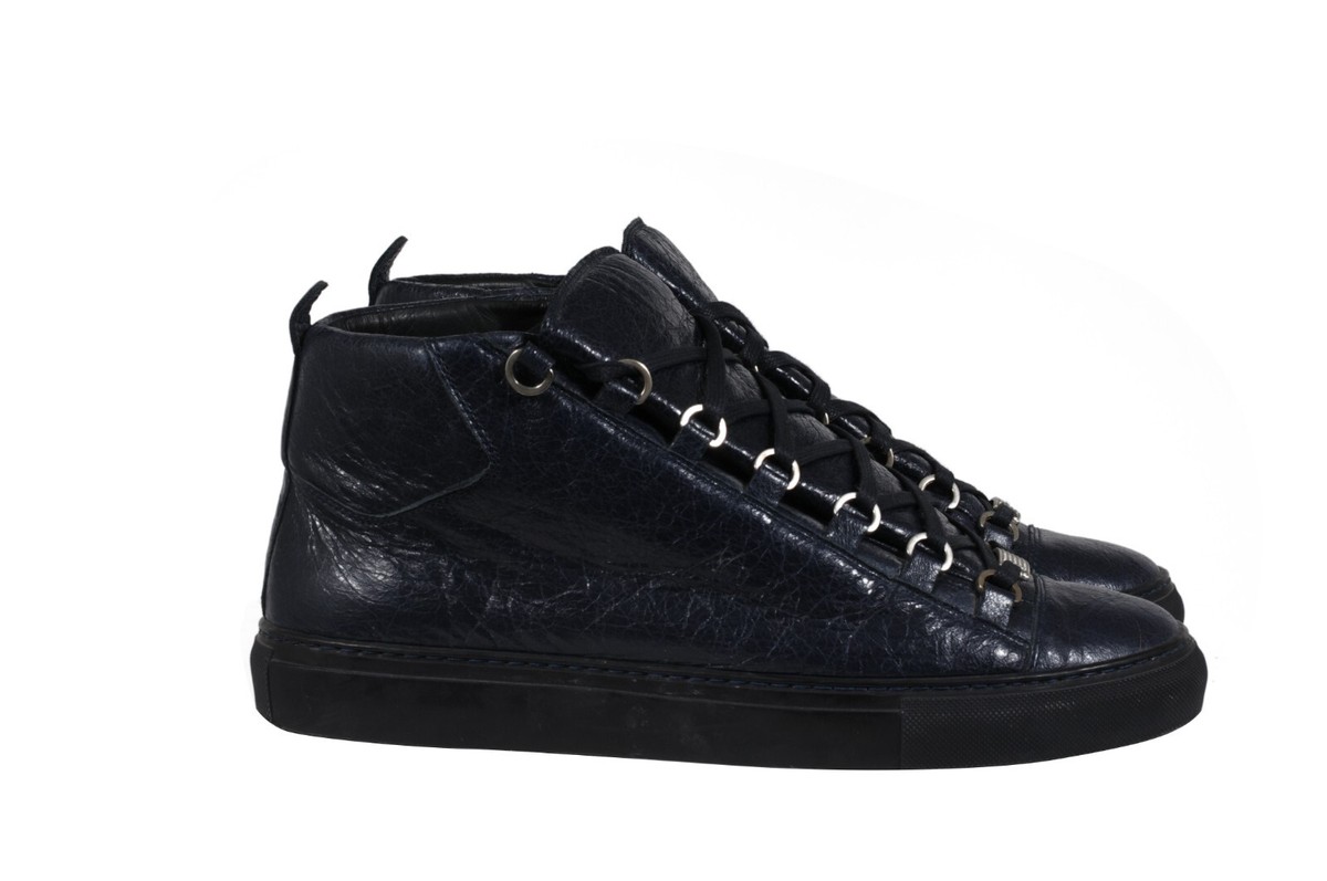 Balenciaga Men Arena Sneakers SZ US 9 EU 42 Navy Blue Leather High