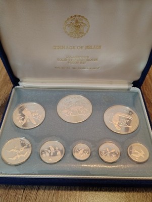 1974 Belize 8 Coin 925 Sterling Silver Proof Set Franklin Mint