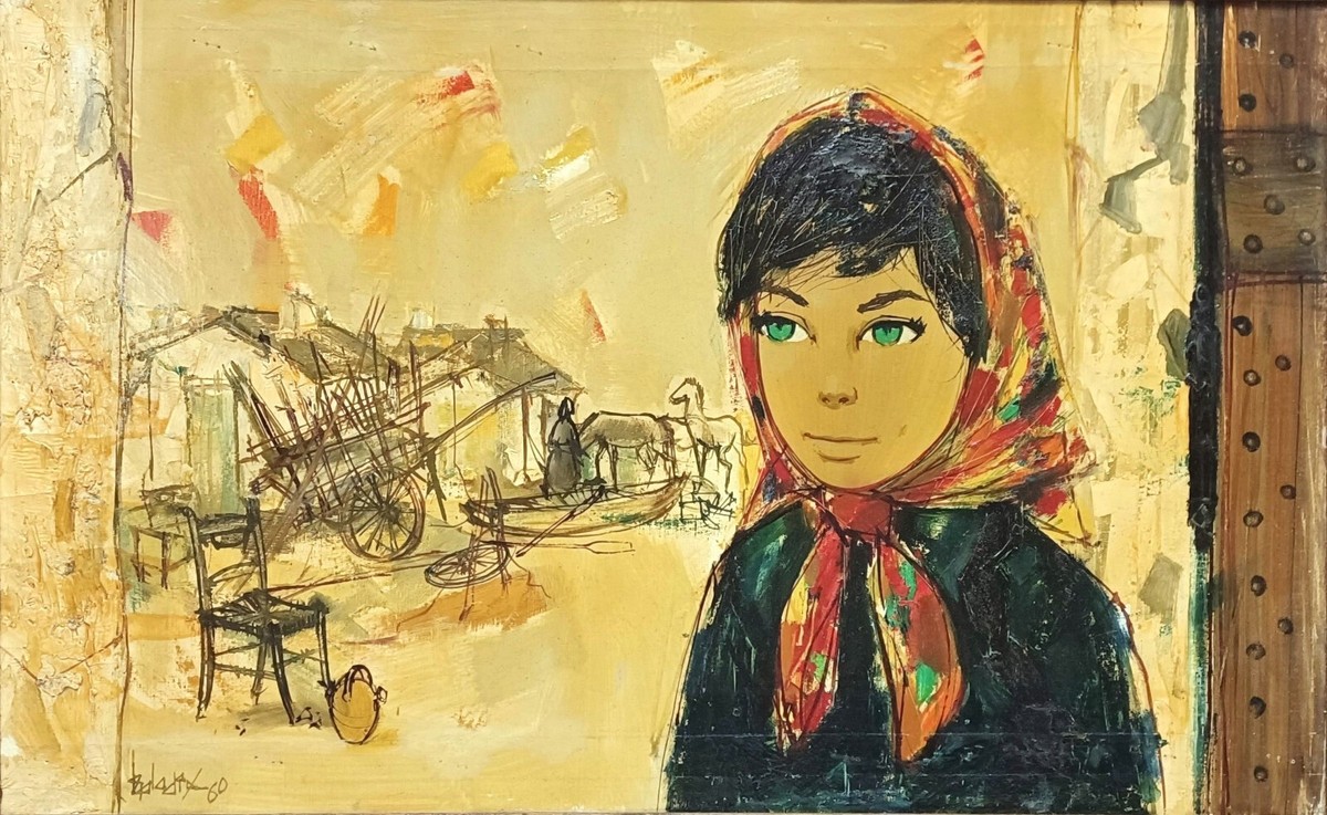 1960 LISTED FRENCH Jean-Baptiste VALADIE SIGNED ORIGINAL O/C Girl