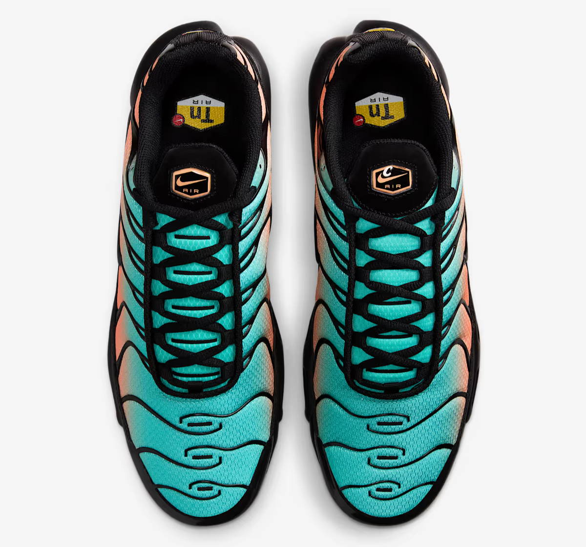 Nike Air Max Plus Shoes Black Aurora Green Orange Pulse Men's