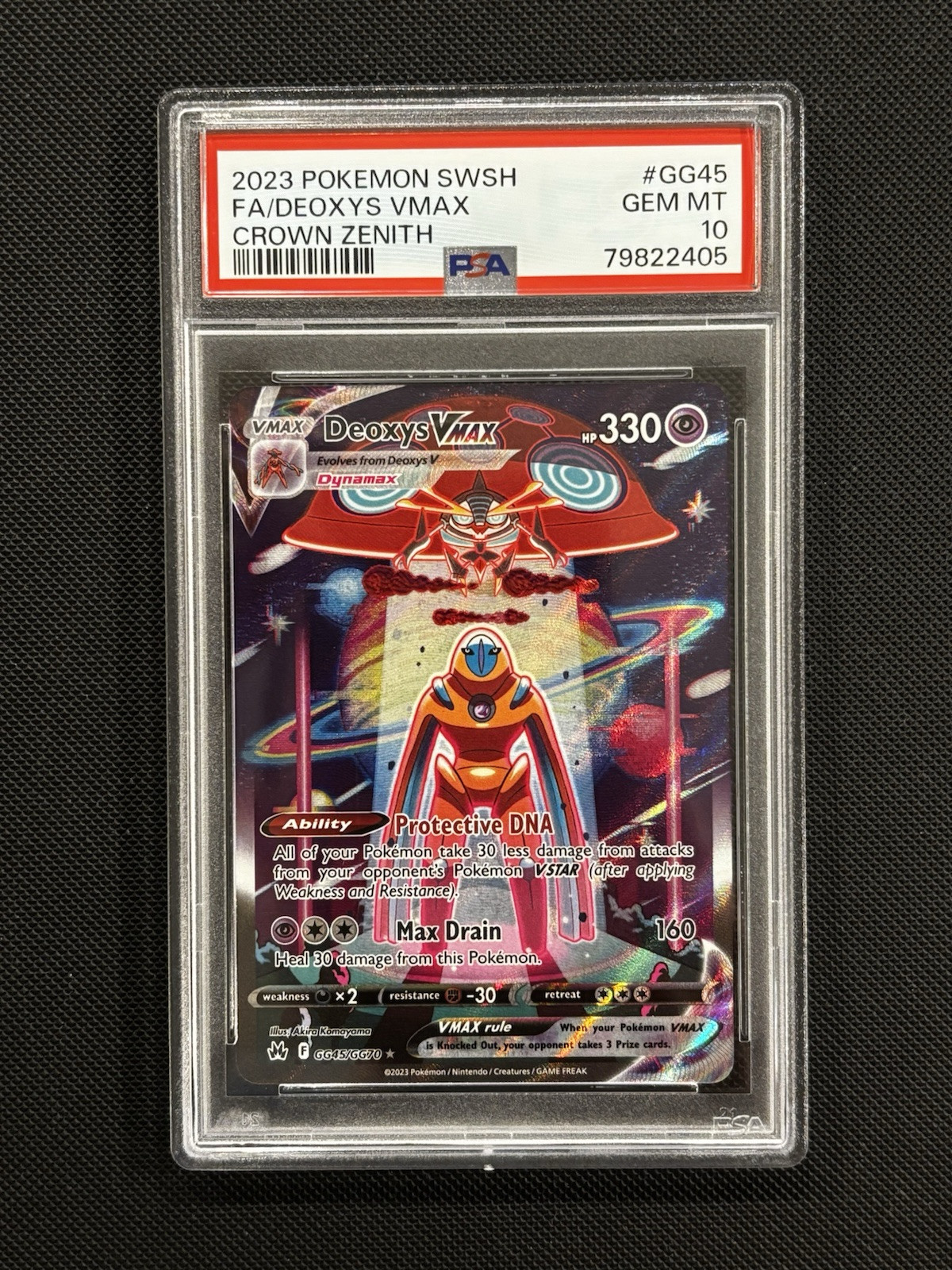 PSA 10 Gem Mint Pokemon Crown Zenith Deoxys VMAX #GG45/GG70 Full